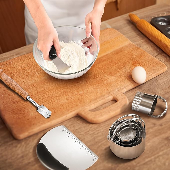 Pastry Cutter, Biscuit Cutter, Dough Scraper, Bread Lame | Stainless Steel Pastry Blender Set, Dough Cutter Biscuit Cutter Dough Blender Tools & Pastry Utensils (5 Pcs/Set)