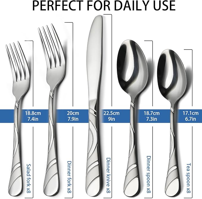 40-Piece Silverware Set for 8, 18/0 Frosted & Mirror Finish Stainless Steel Vintage Flatware Set, Modern Cutlery Set for Home Wedding Restaurant Housewarming Party Event Serving For 8