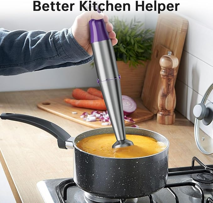 Turelar Immersion Blender Handheld 5 in 1 Hand Blender Set 1100W Heavy Duty | Trigger Variable Speed, Emulsion Stick Mixer with Food Processor, Whisk, Frother, for Soup, Puree, Baby Food, Anti-scratch