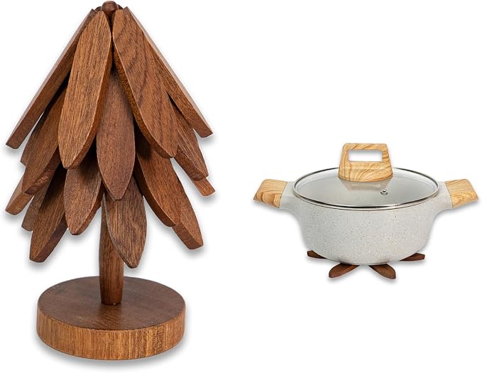 Yuoyar Wooden Tree-Shaped Trivets Set for Coffee Table, Kitchen