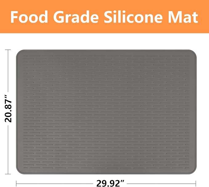Stove Top Cover for Electric Stove- Range Covers for Electric Stove,Silicone XXL Dish Drying Mat, Glass Cooktop Covers, Flat RV Range top Mats (Gray, 30"x21")