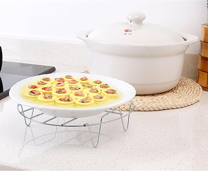 2 Pcs Steaming Rack, 5.9 Inch Round Shape Stainless Steel Steamer for Roasting Cooking, Cooling and Steaming in Kitchen and Outdoors (silver, 5.9 Inch)