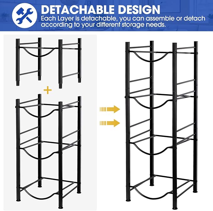 Klvied 5 Gallon Water Jug Holder,4-Tier Heavy Duty Water Jug Rack for Water Bottle Organizer, Detachable Water Bottle Storage Rack, 5 Gallon Water Cooler Jug Rack for Kitchen, Office, Living Room | Detachable shelves, holds 5 gal cooler jugs, for kitch...