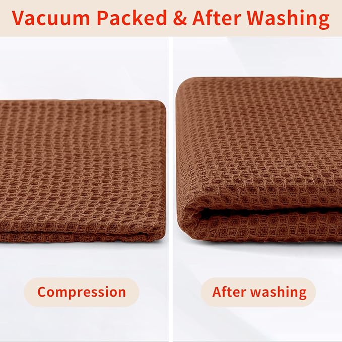 Homaxy 100% Cotton Waffle Weave Kitchen Dish Cloths 6-Pack, Caramel | 12 x 12 Inches, Ultra Soft Absorbent Dish Towels, Quick Drying Dish Rags with Hanging Loop