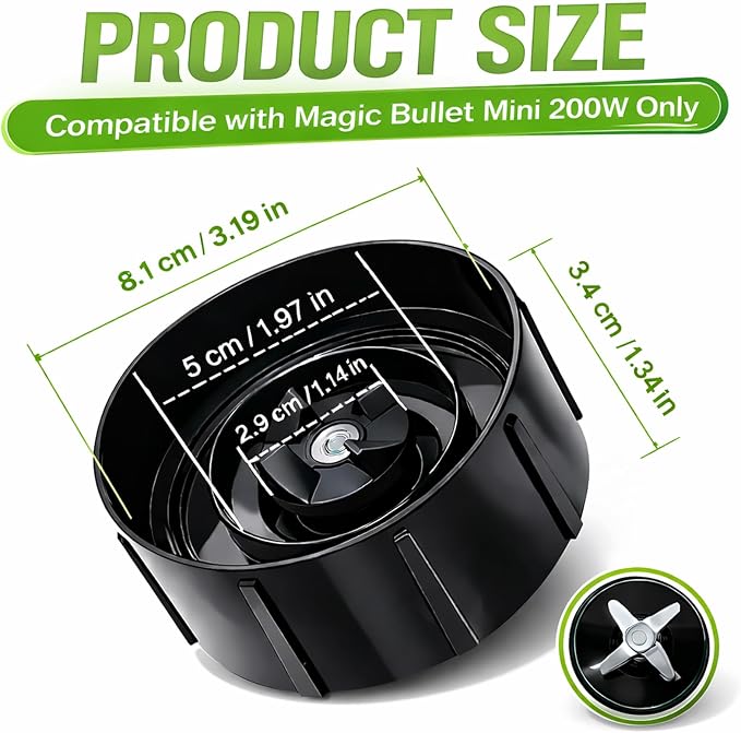 Cross Blade Compatible with Magic Bullet Mini Blenders Replacement Part Only，Not for Magic Bullet 250W or Any Nutribullet Models