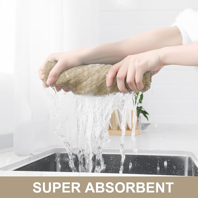 Homaxy Large Premium Cotton Kitchen Towels 16"x 28", 8 Pack, Tan | Natural Ring Spun 390 GSM Dish Towels, Super Absorbent Terry Kitchen Hand Towels, Soft Tea Towels with Hanging Loop