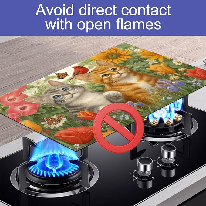 HOMETITUTE Twin Kitten Stove Top Cover 28x20 Heat Resistant Protector Mat
