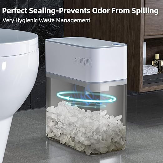 MOPALL Bathroom Trash Can with Lid Automatic Bagging Motion Sensor 3.5gal | Automatic Adsorption Bag, Touchless, Compact, Odor Seal Garbage Can for Bathroom, Bedroom, Living Room, Home, Office, Kitchen