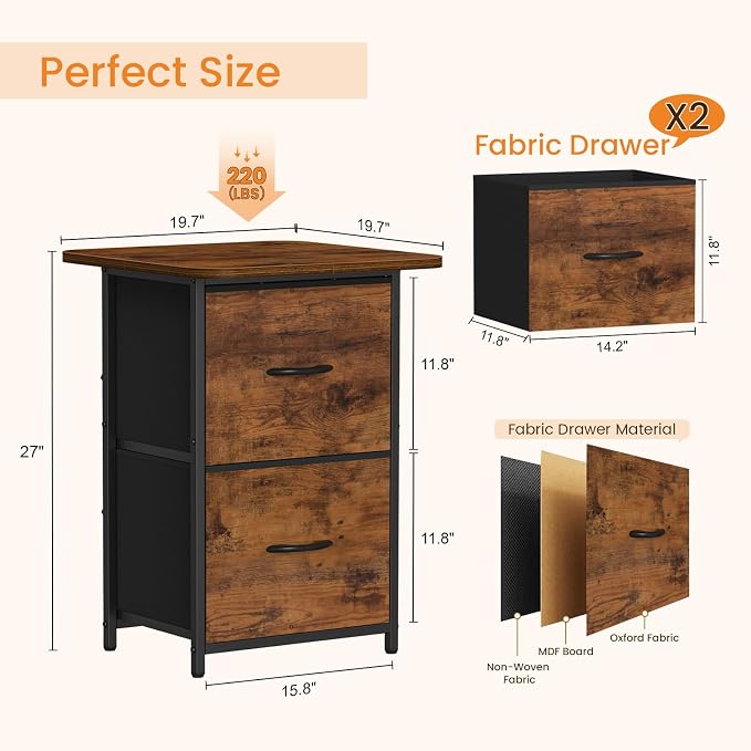 Snughome Mini Fridge Stand with Storage, Mini Fridge Cabinet Small Refrigerator Table Stand with Drawers, Heavy Duty 220 LBS, Compact Beverage Cooler Rack Shelf for Dorm, Apartment, Office Coffee Bar