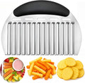 JAYVAR Large Crinkle Cutter French Fry Cutter, Stainless Steel Wavy Slicer | Large Crinkle Potato Slicer Wavy Chopper, Crinkle Cutting Chopping Tools with Handle
