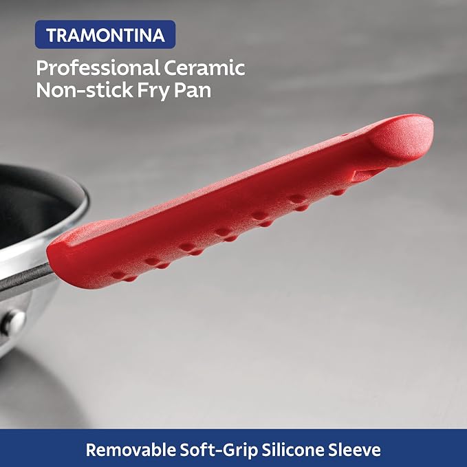 Tramontina Professional 14-Inch Ceramic Non Stick Extra Large Frying Pan | Heavy-Gauge Aluminum Skillet with Ceramic Nonstick Coating, Dishwasher and Oven Safe, Black, Made in Brazil