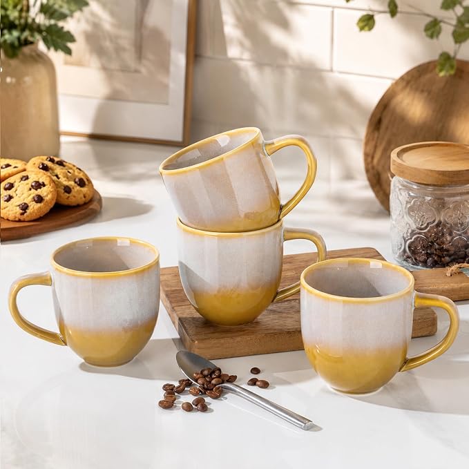 theterra Ceramic Coffee Mugs Set of 6, 12 oz Coffee Cups with Handle | Handmade, Suitable for Latte, Tea, Milk, Beer & Hot Cocoa, Autumn Haze