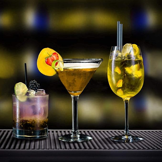 Tebery 2 Pack Black Bar Mat, 18" x 12" Rubber Dish Drying Mat for Countertop, Non Slip Cocktail Service Spill Mats for Bartending, Coffee Bar Mats Accessories for Home Kitchen