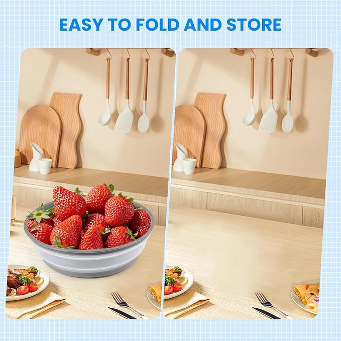 Microwave Cover for Food and Silicone Mat Collapsible Microwave Splatter Cover, Microwave Plate & Dish Cover with Easy Grip Handle, BPA-Free, 10.5” Cover&12.2” Mat, Dishwasher Safe (Grey)