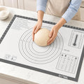 XL Silicone Pastry Mat for Baking Dough Mat, Extra Large 28x20 inches Grey | Non-Stick & Non-Slip Dough Mat for Rolling Out with Measurements, Bread, Pizza, Pie Crust, Cookies, Fondant Oven Safe