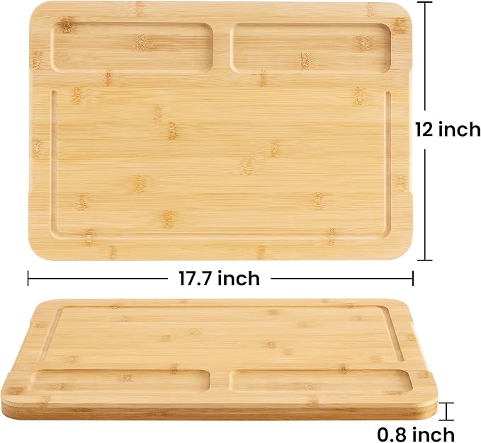 Heimlove Extra Large Bamboo Cutting Board, 18" x 12" Cutting Boards for Kitchen Charcuterie Boards with Juice Groove and Handles, Chopping Board for Meat, Vegetables and Cheese