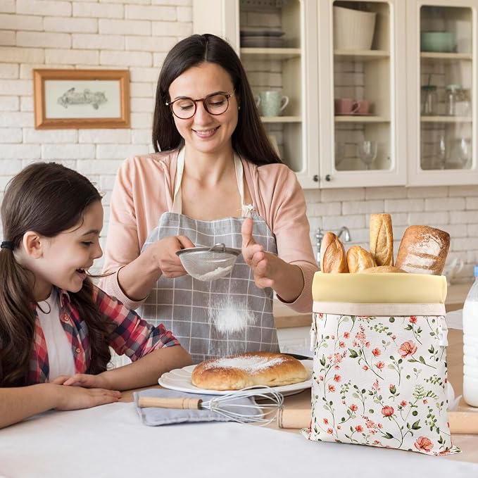 2 Pack Beeswax Bread Bags for Homemade Bread, Sourdough Storage XL 17"x13" | Reusable Bees Wax Bread Bag & Keeper, Natural Canvas with Premium Box for Home Baking, Freezer Storage & Outdoor Use