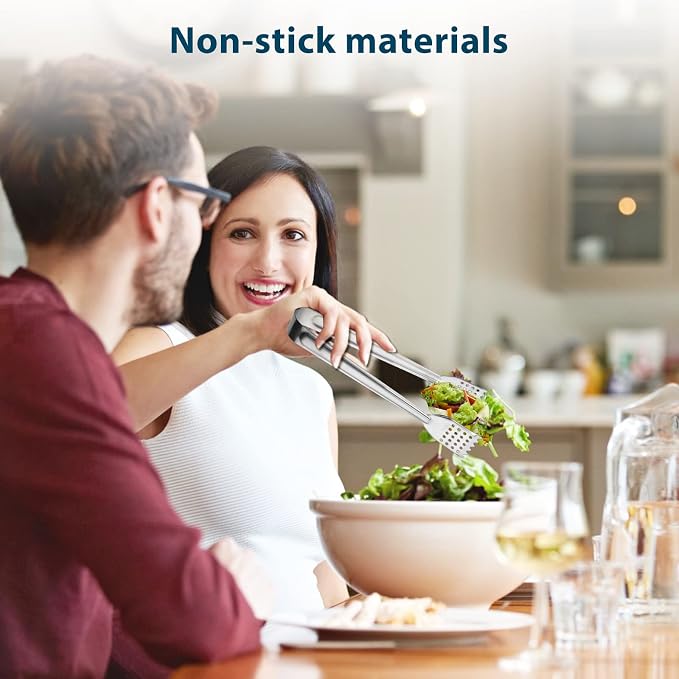 8 Pack 7-Inch Stainless Steel Serving Tongs, Mini Buffet Tongs for Appetizers, Desserts, Salad Bar, Ice, Sugar and Candy