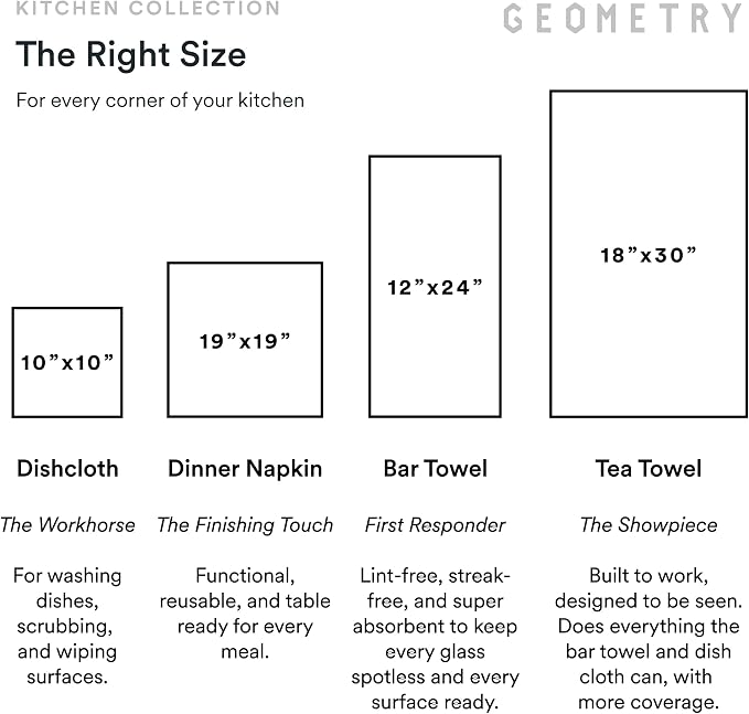 GEOMETRY Kitchen Tea Towels - Quick Dry Microfiber Dish Towels for Kitchen - Ensemble Neutre 18" x 30" - 2 Pack
