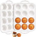 Redfly Silicone Muffin Pans for Baking 12 Cup with Metal Reinforced Frame, Nonstick 2Pack Regular Size Cupcake Pan, BPA Free Food Grade, Easy Release, Dishwasher Oven Freezer Safe for Egg Bite Molds