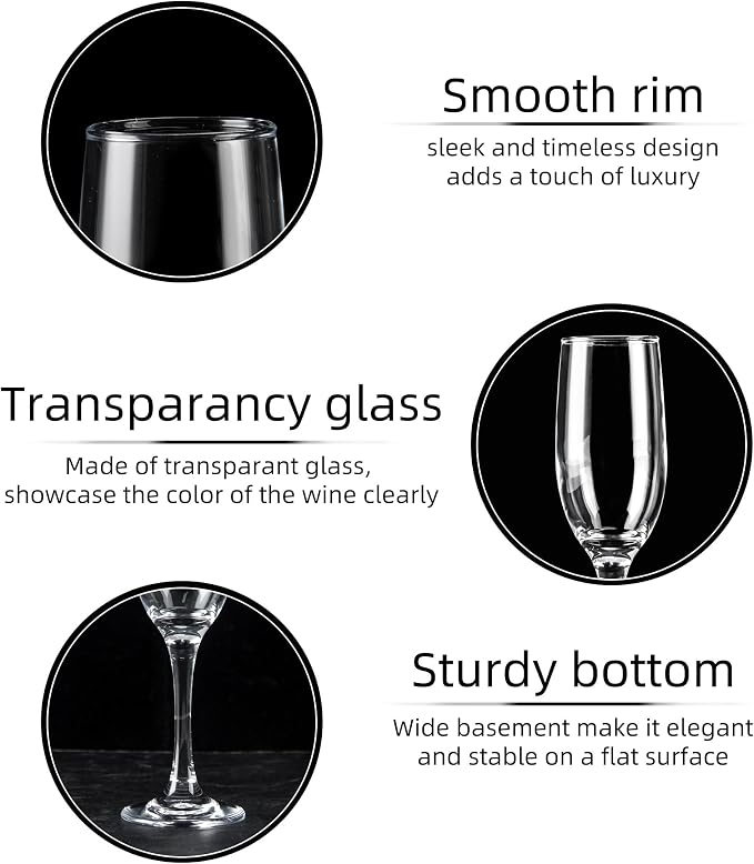 UMEIED Set of 16 Champagne Glasses, Champagne Flutes with Classic Shape, Long stem Sparkling Wine glasses for Wedding, Restaurant, Bar, Wine Toasting, Clear