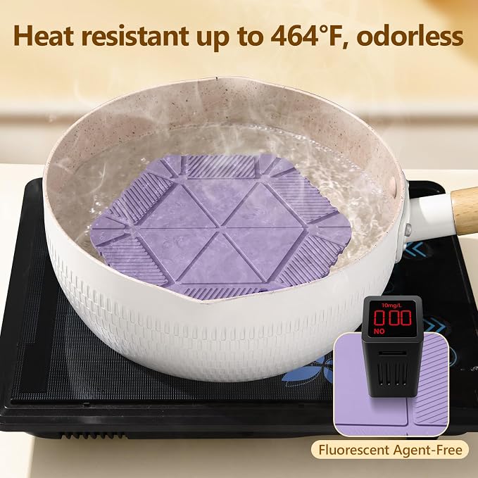 Magnetic Silicone Trivet Mat - Heat Resistant Hot Pad for Hot Dishes, Pots & Pans, Non-Slip Table & Countertop Protector (Purple, Hexagon)