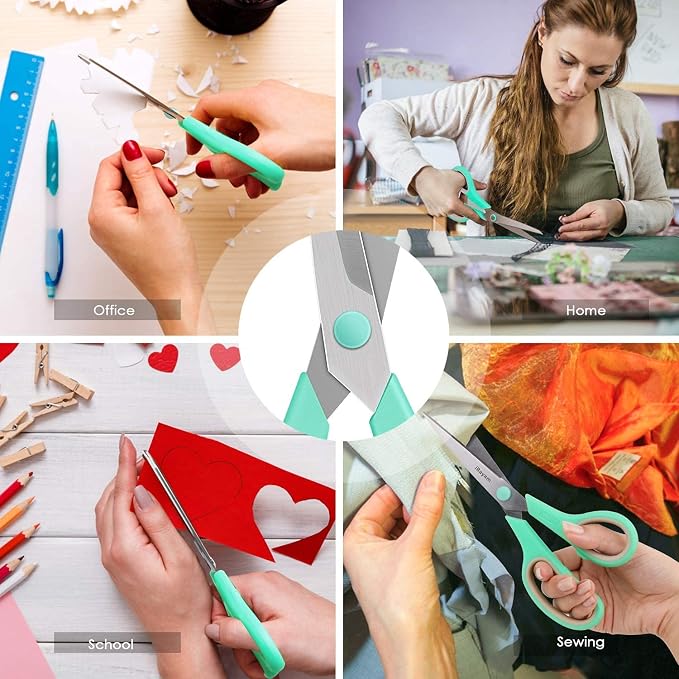 iBayam 24-Pack 8" Heavy Duty Scissors in Bulk, Ultra-Sharp, Comfort Grip | 2.5mm Ultra-Sharp Stainless Steel Blades, 100,000+ Cuts, Comfort-Grip Handles, Ambidextrous, Multipurpose — 24-Pack, 3 Colors