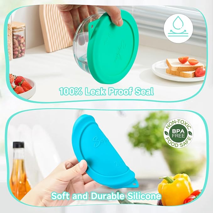 SOPHICO 2 Cup Silicone Lids Replacement for Pyrex & Anchor Hocking 7200-PC | Food Grade Silicone, Leakproof、Airtight Lids, Dishwasher Microwave Safe