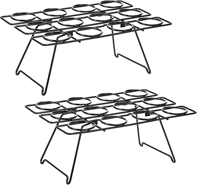 Patelai 2 Pack Ice Cream Cone Baking Racks 12-cavity Cupcake Cone Holders Cupcakes Display Stands Cooling Racks for Home Kitchen Baking Cooking Ice Cream Tools Supplies(Black)
