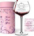 80th Birthday Gifts for Women, Vintage 1946 Engraved Wine Glass in Gift Box | Gift For Her Turning 80, Mom, Sister, Friend, Lightweight Thin-Rimmed Glass, Elegant Design, Birthday Decoration