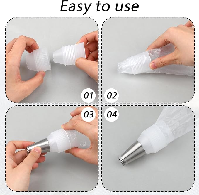 6 Pieces Couplers for Piping Bags Two Different Sizes Plastic Couplers of Large Size Cake Decorating Coupler White Pastry Bag Coupler for Piping Bags, Icing Nozzles