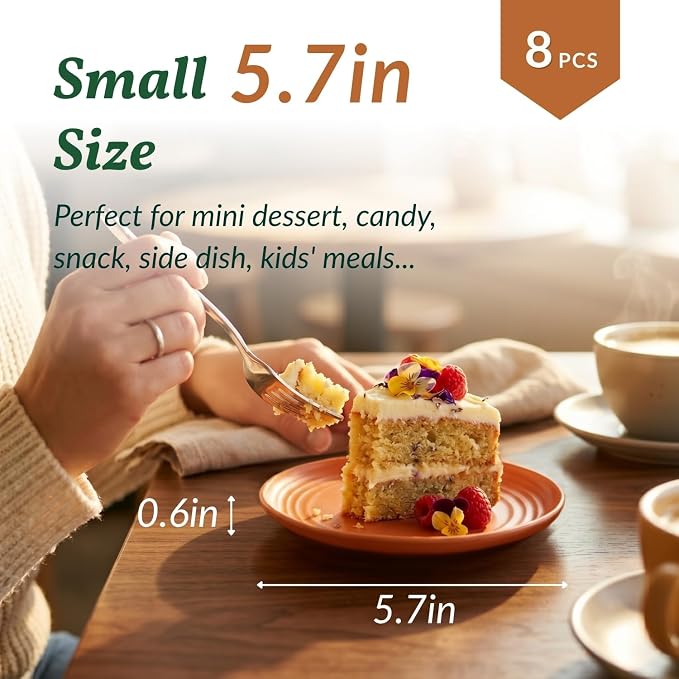 5.7 Inch Small Plates-Wheat Straw Mini Plate, Unbreakable Plate Set Ideal for Dessert, Appetizers, Small Serving, Side Dish, Lightweight Dessert Dishes Plates, Set of 8, Colorful
