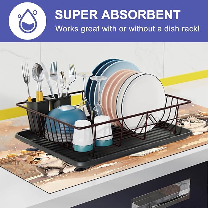 HOMETITUTE Cute Cat Stove Top Cover 28x20 Diatomite Heat Resistant Mat