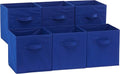 Amazon Basics Collapsible Fabric Storage Bins with Handles, Cube Organizer for Home Organization, 10.5"x10.5"x11", Navy, 6 Count (Pack of 5)