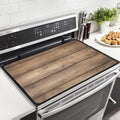 Brown Wood Grain Stove Top Covers for Electric Stove Rustic Western Wooden Planks Glass Top Gas Stove Pad Heat Resistant Range Cooktop Mat for Kitchen 28"x20"