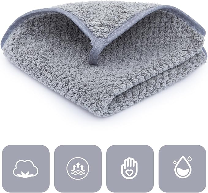 MaopaoBeauty Washcloth Set for Bathroom - Quick Drying - Ultra Soft Microfiber Absorbent Towel for Bath Fitness, Gym, Shower, Hotel, and Spa - 13x13 Inch | Set of 6, Grey