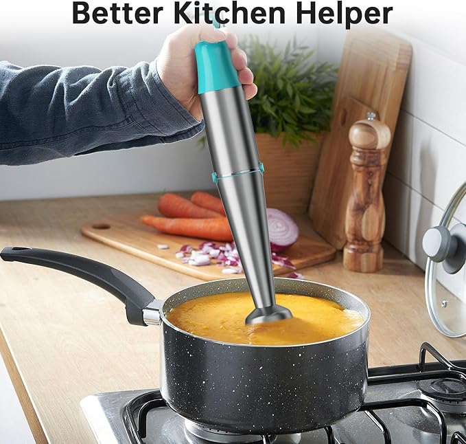 Turelar Immersion Blender Handheld 5 in 1 Hand Blender Set 1100W Heavy Duty | Trigger Variable Speed, Emulsion Stick Mixer with Food Processor, Whisk, Frother, for Soup, Puree, Baby Food, Anti-scratch