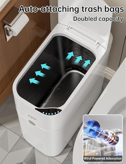 CTIME Touchless Automatic Bathroom Trash Can with Lid for Bathroom | Touchless trash can, Motion sensor,Waterproof trash can, Bathroom trash bin,Odor sealing, Bathroom privacy,Space-saving