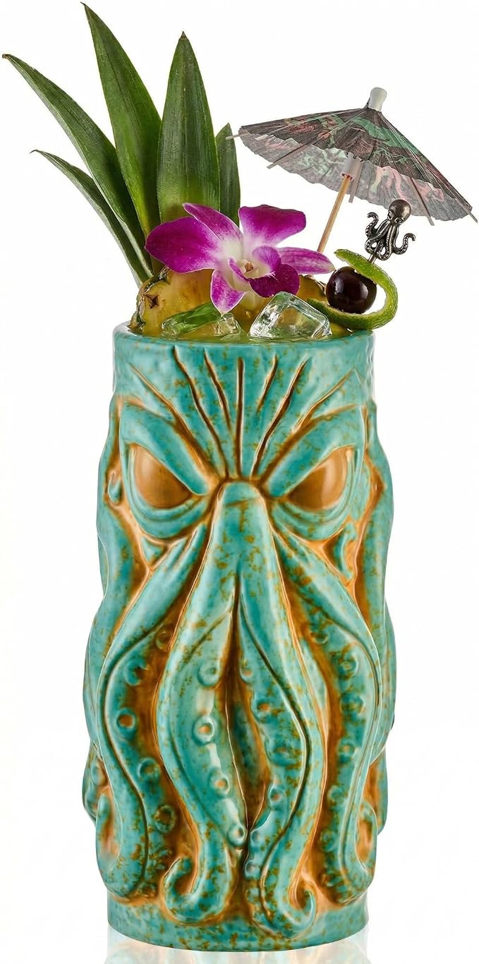 Kraken Ceramic Tiki Mug, 18 oz Hi Ball 1 pc Set