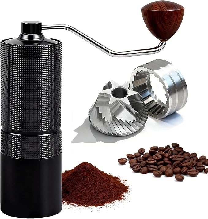 Manual Coffee Grinder,Stainless Steel Conical Burr with Adjustable Setting,Double Bearing Positioning for French Press, Drip,Espresso,Hand Coffee Grinder,20g Capacity Suitable for Camping&Office&Gift