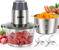 Ganiza Food Processors with 2 Bowls, 450W Meat Grinder Vegetable Chopper | 2-Speed Electric Food Chopper with 8 Cup Glass & 8 Cup Stainless Steel Bowls -Includes 2 Sets of Blades for Fruits/Meat/Nuts