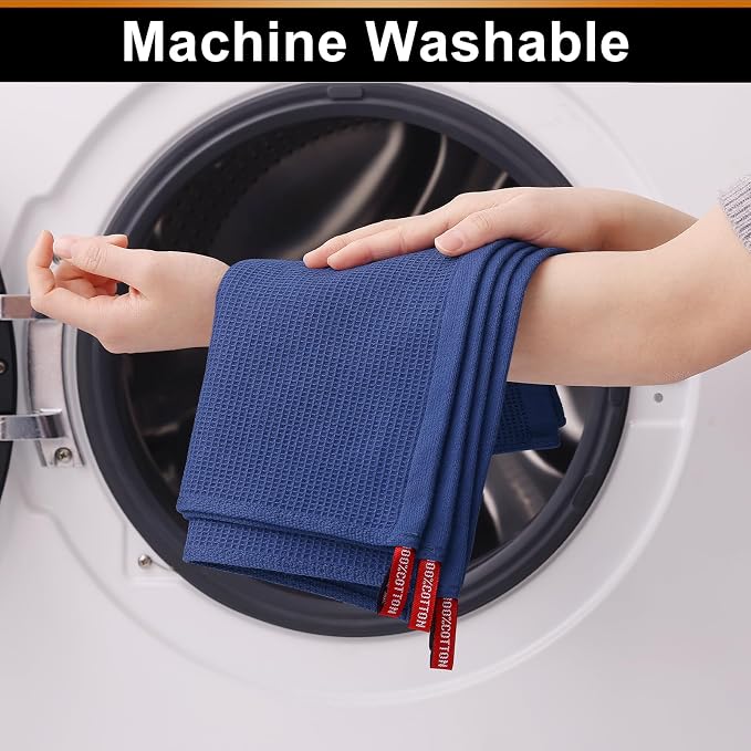 Homaxy 100% Cotton Waffle Weave Dish Cloths, 6 Pack, Navy Blue | Soft and Absorbent Dish Towels, 12 x 12 Inches Quick Dry Dish Rags