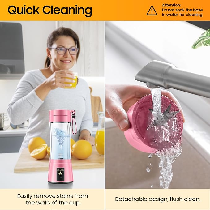Personal Size Portable Blender Make Smoothies - Mini Blender 12oz Juice Cup | Powerful Blending with 6 Stainless Steel Blades, BAP-Free, Lightweight, Easy Clean,Suit in Travel/Office/Gym/Picnic/ Sports