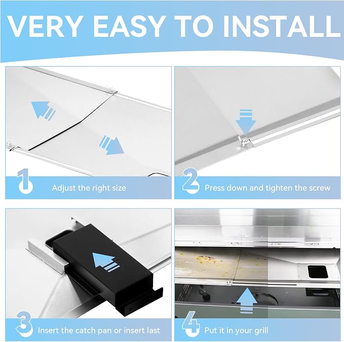 Adjustable Grease Tray with Catch Pan for Nexgrill 720-0888s 720-0888n, 720-0830h Charbroil, Dynaglo, Kenmore, BHG, Grill Master, Backyard, Expert Gas Grill, Universal Drip Pan for Most 3/4/5/6 Burner
