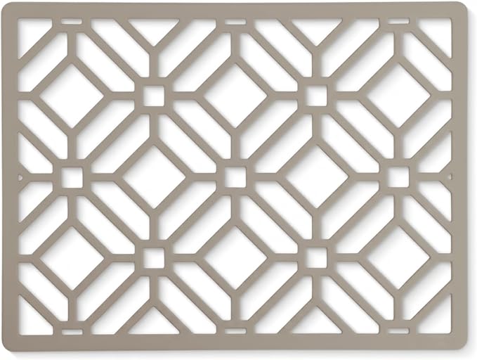 GASARÉ, Extra Large, Thick, Silicone Trivet for Hot Dishes, Pots, and Pans, Heat Resistant Mat for Countertop, Hot Pad for Kitchen, Easy to Clean, 16 x 12 x 3/8 Inches, (Taupe, Geometric)