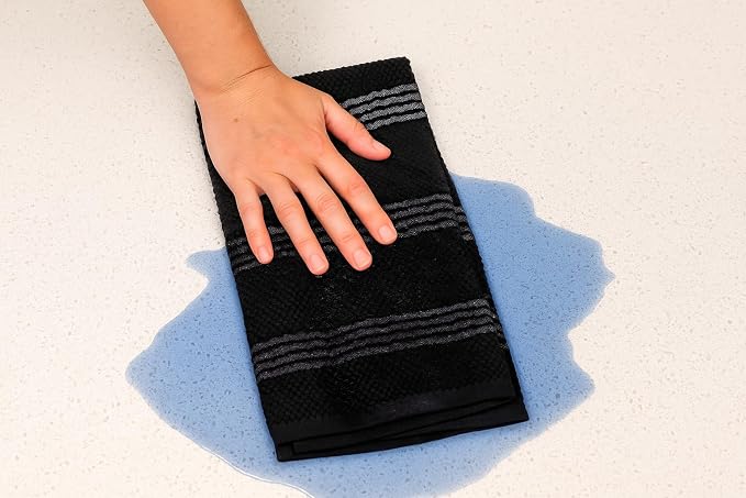 Black Kitchen Hand Dish Towels: Oversized 18" x 28",100% Cotton Soft Absorbent Dish Cloths for Cleaning Drying, Set of 3 Multipurpose for Everyday Use