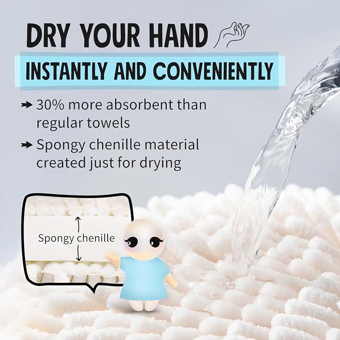 Sophie & Panda Fuzzy Ball Towel (Set of 2) Light and Dark Blue - Dry Your Hand Instantly conveniently with This Creative Bath Towel Set Decorative Towels for Bathroom (Pack of 2)