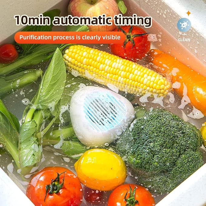 Portable Fruit and Vegetable Washer, Wireless Produce Cleaner with OH-ion | Rechargeable ABS Fruit Washer with 10-Min Auto Cycle, Portable Veggie Cleaner for Kitchen, Camping, Travel and RV