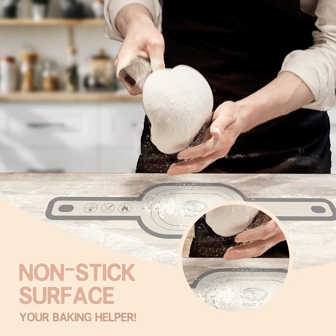 Koolstuffs Sourdough Silicone Bread Sling for Dutch Oven, 2 Pack | Long Handles for Dough Transfer, Nonstick Bread Release, Dishwasher Cleanup, Flexible Reusable Design, Oval and Round, Gray