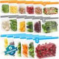 Dishwasher Safe Reusable Storage Bags Stand Up - BPA Free Reusable Sandwich Bag - Leakproof Gallon Freezer Bags, Food Storage Bags - Multicolor 6 Large + 6 Sandwich + 6 Snack Bags